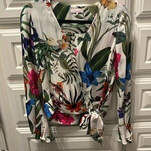 Parker Tropical Wrap Blouse, XS